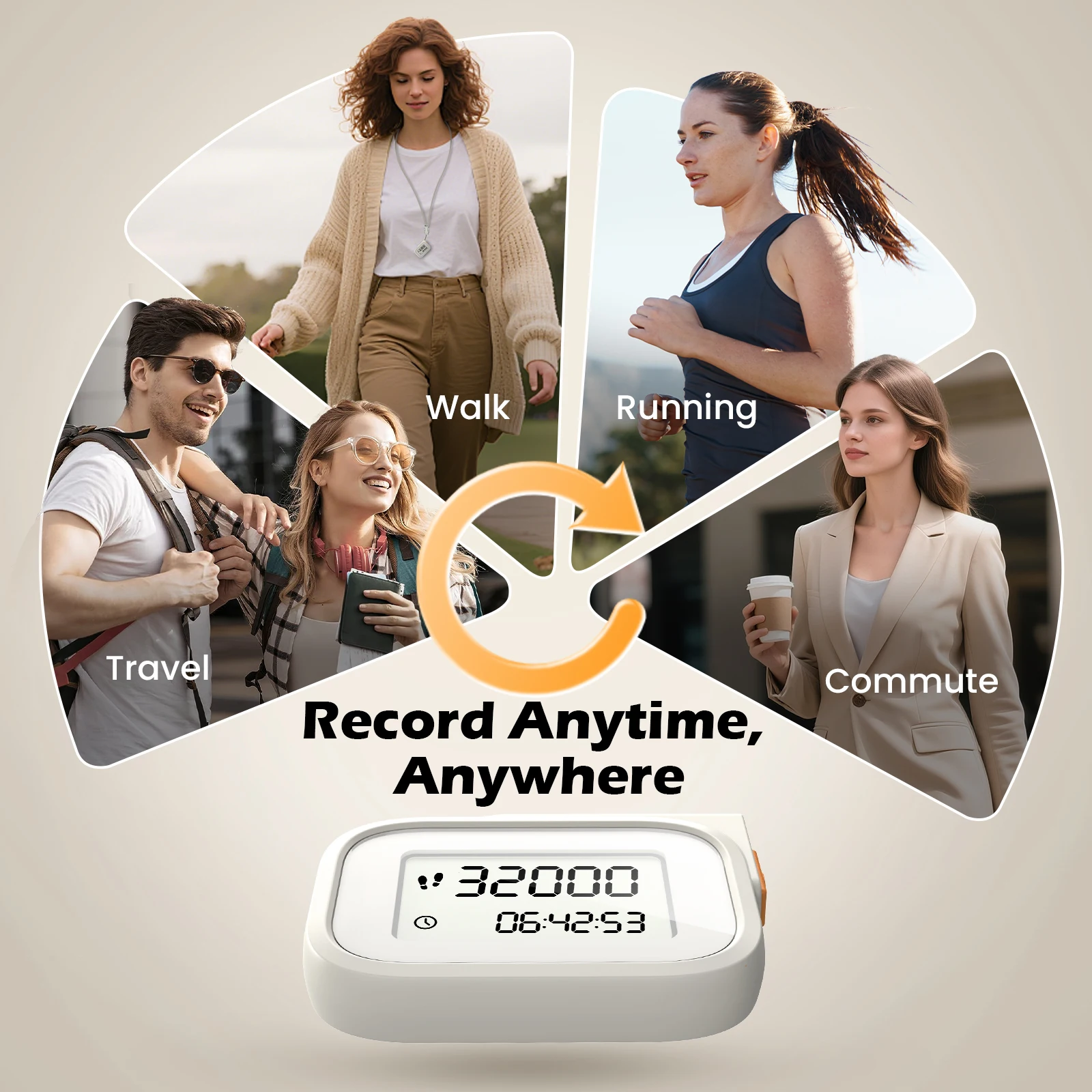 Mini 3D Pedometer for Walking Portable Step Counter with Lanyard Large Screen Accurate Fitness Tracker No App Needed for Seniors