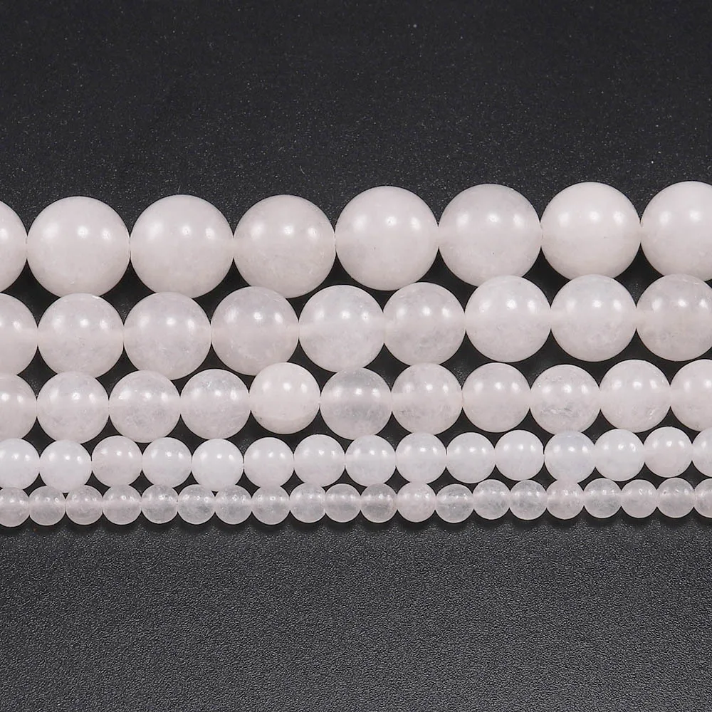 Hot Selling Crystal White Chalcedony Round Beads DIY Bracelet 4mm-12mm Natural Stone Chalcedony semi-finished Beaded Wholesale