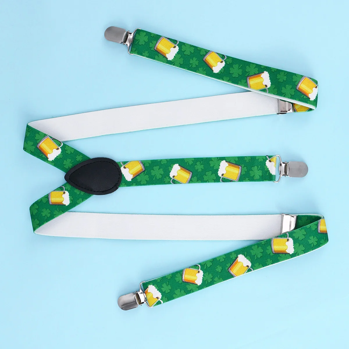 حمالات بمشبك للرجال مطبوعة قابلة للتعديل على شكل حرف Y حمالات مرنة خضراء مريحة للرجال #5