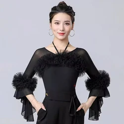 2026 New Latin Dance Tops for Women Competition Ballroom Dance Leotard Costumes Salsa Rumba Bodysuit Waltz Dancing Blouse