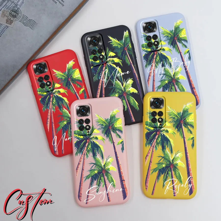 

Palm Custom Name Personalized Case For Xiaomi Redmi Note 11 12 13 14 Pro Plus 5G 4G 9 10 9S 10S 11S 12S 14S Case Cover Silicone