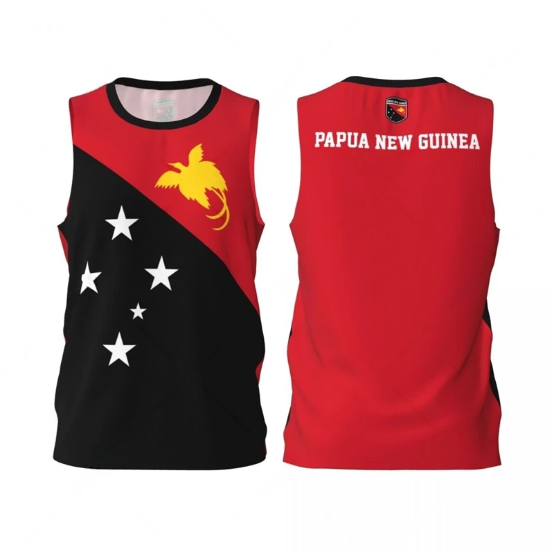 Papua New Guinea Flag Basketball Tank Tops Summer Fashion National Emblem 3D Printed Sleeveless T Shirts Loose Quick Dry Vest