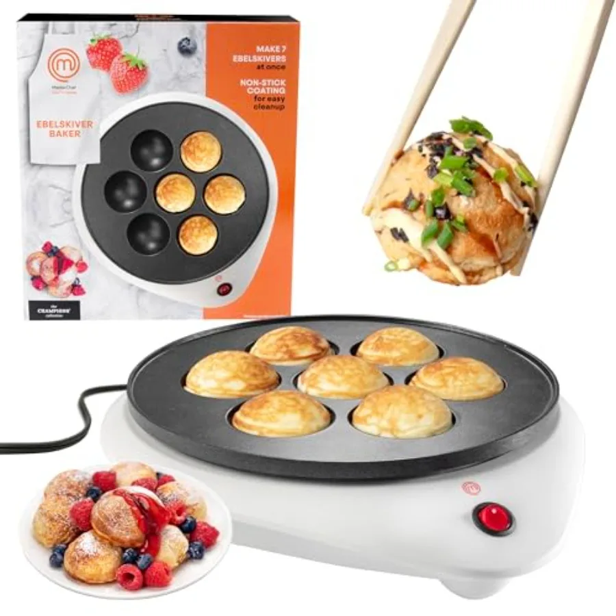 Máquina Eléctrica para Hacer Ebelskivers MasterChef, Deliciosas Takoyaki Japonesas Caseras, Donuts, Cake Pops, Bolas de Pulpo, Aebleskivers, Dani