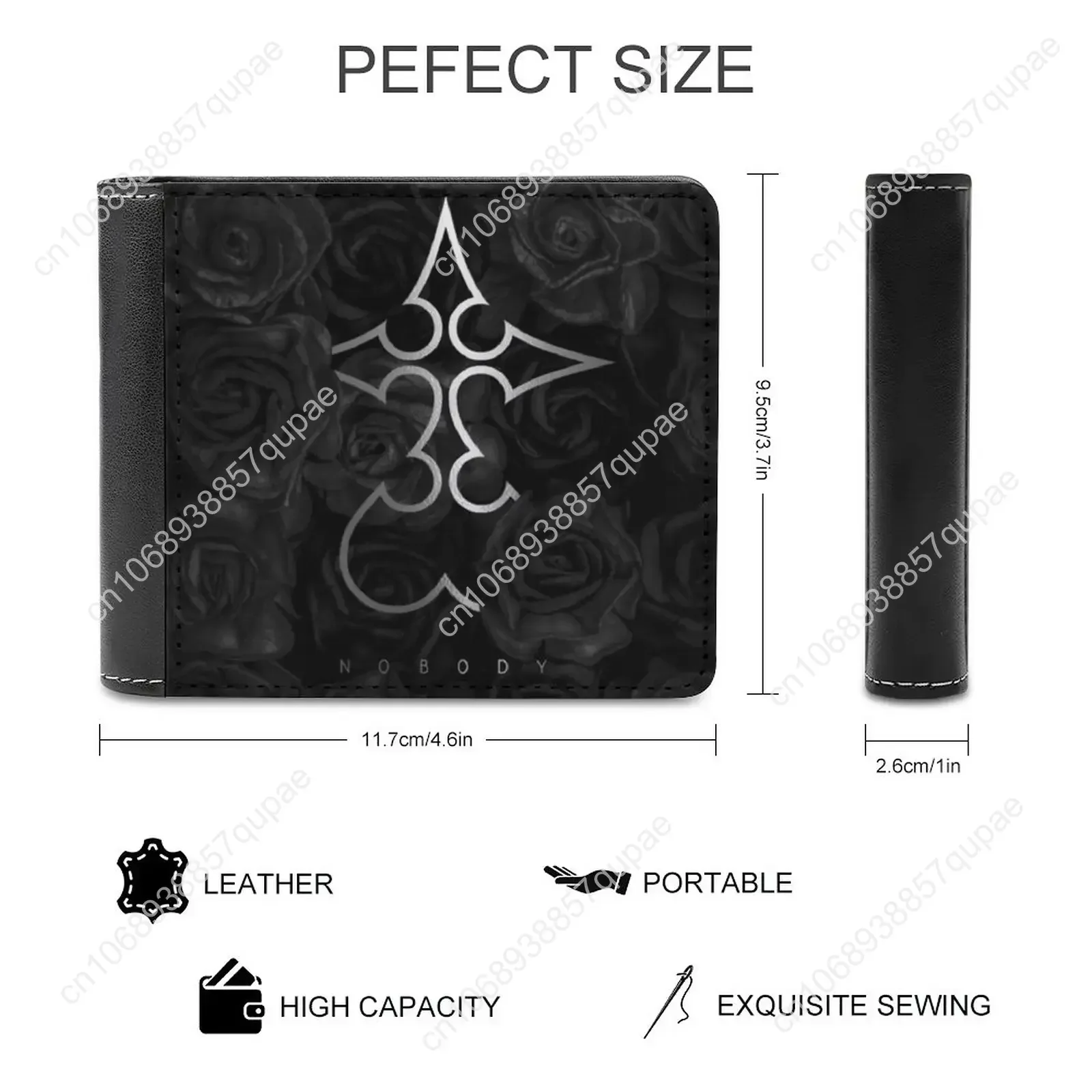 Kingdom Hearts Nobody Emblem Pattern Men's Wallet Leather Short Wallet Multi-Card Wallet Fashion Purse Kingdom Hearts