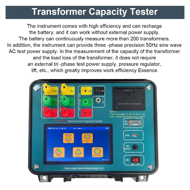 Tester caratteristico del trasformatore senza carico e capacità di carico