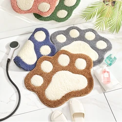 Pink Cartoon Cat Foot Shape Bath Mat Bathroom Door Absorbent  Mat Anti-slip Microfiber Bathroom Rug Machine Washable Bath Carpet