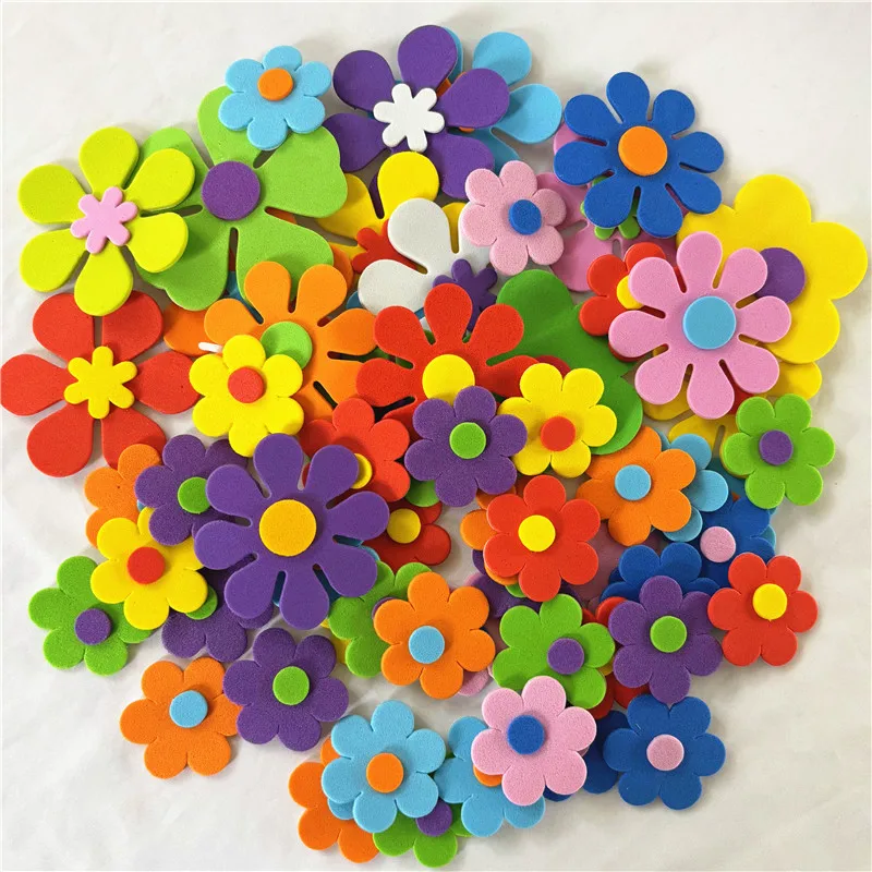100PCS New mix 3D flower foam stickers Kids Arts and crafts Scrapbooking kit Home decoration Activity items