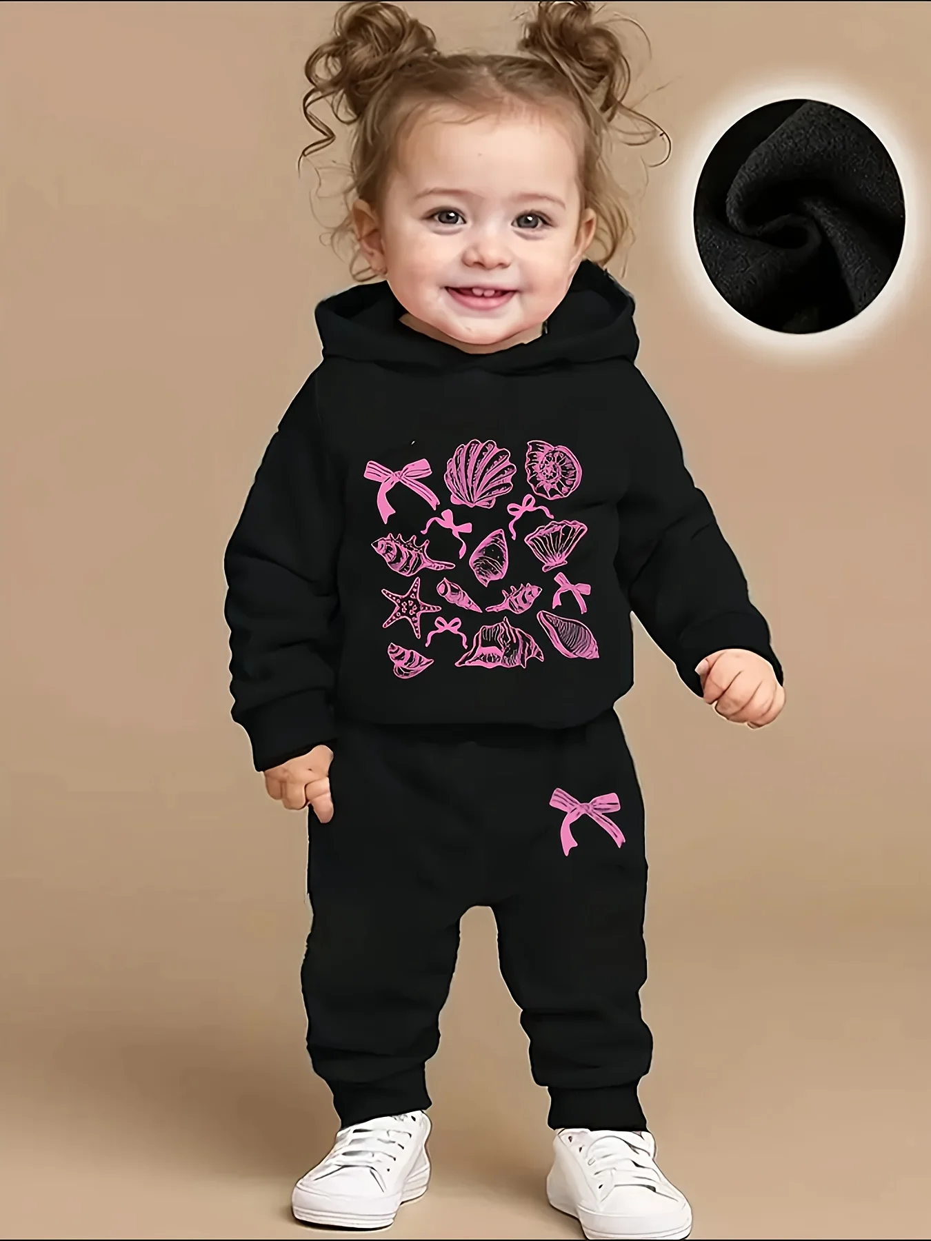 Niedliches bedrucktes Fleece-Sweatshirt und modisches, sportliches Freizeithosen-Set für Babys, Mädchen, Jungen, Herbst-Winter-Geschenkset