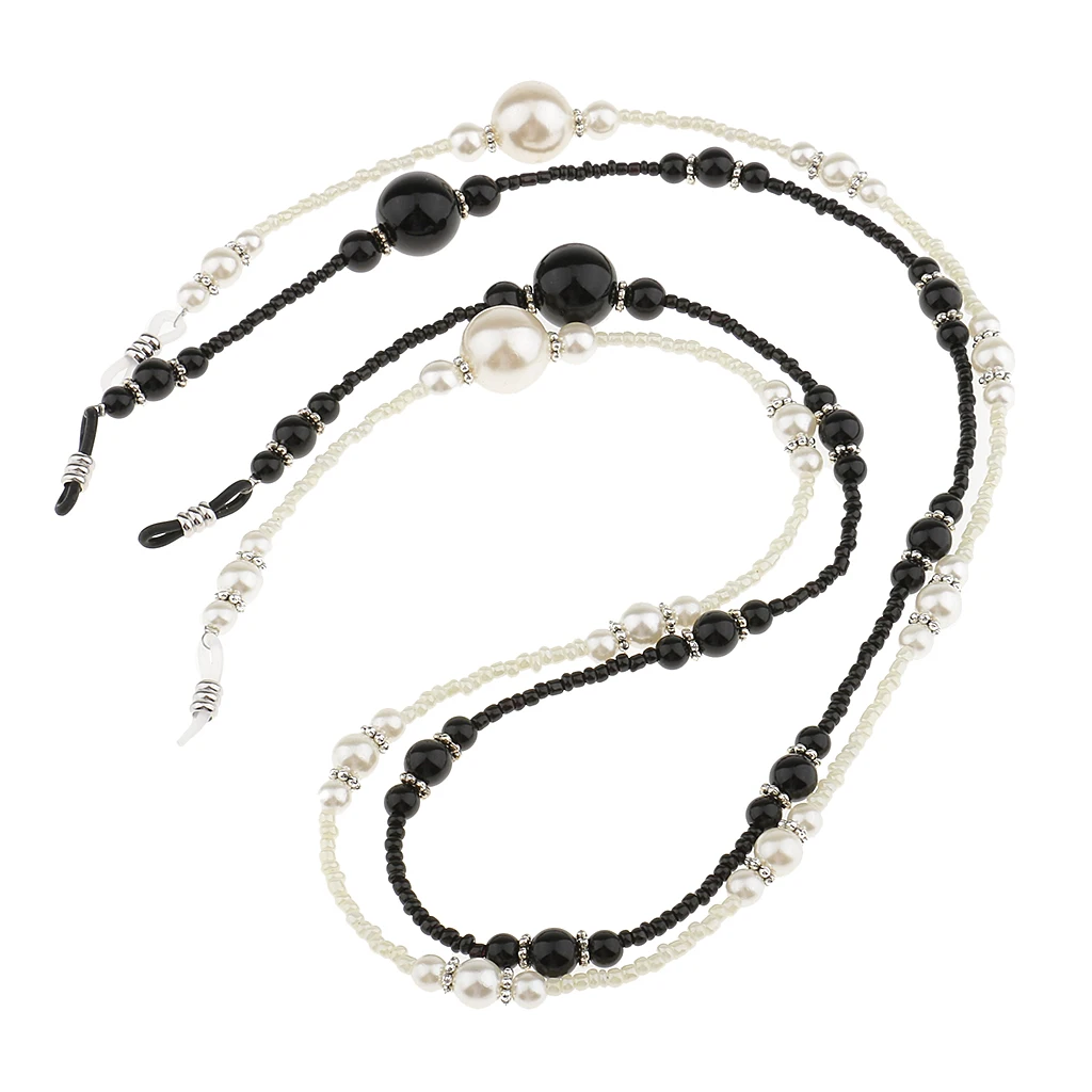 2Pcs Crystal Beads Eyeglass Chains, Cords, Holder Strap Lanyards Eyewear Retainer