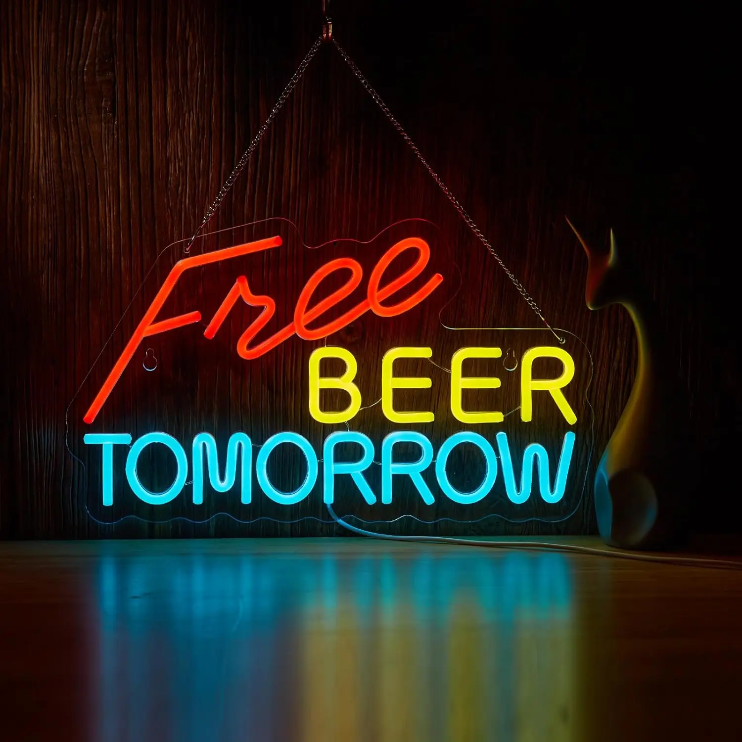 Free Beer Tomorrow Neon Sign USB Dimmable Customized Neon Light Minimalist Neon Light for Beer Bar Man Cave Pub Party Decoration
