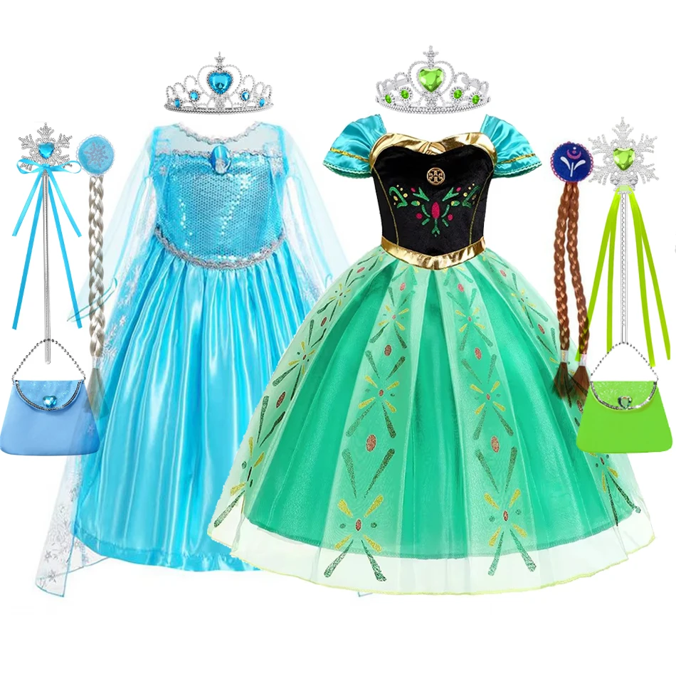 Elsa Dress for Girls Birthday Kids Halloween Carnival Easter Party Dress Up Girls Anna Costume