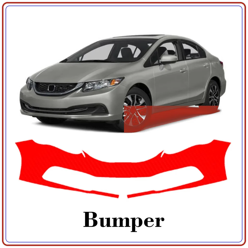 For Honda Civic Sedan 2012-2015 Precut TPU Paint Protection Film PPF Front Bumper Kit Clear Bra Stone Guard EU UK