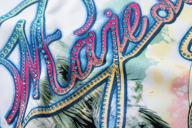Übergroße Gewaschene Weiße T-Shirts für Herren Vintage Glänzender Diamant-Graffiti-Druck Relaxed Fit Hip Hop Urban Streetwear T-Shirt Top – Detail 8