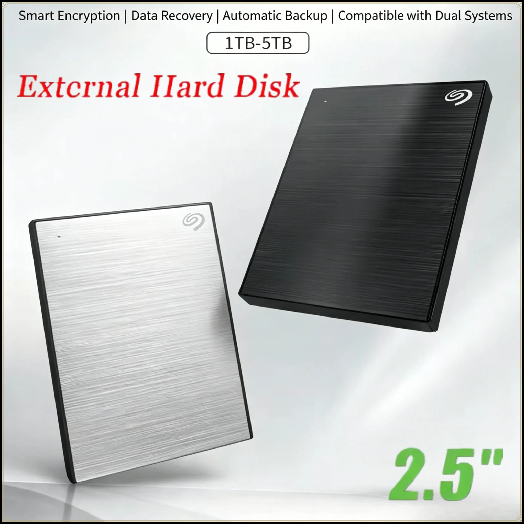 

For Seagate External 2TB Encrypted USB 3.0 Mobile Hard Drive with 5TB Expansion Capacity, Genuine 4TB Storage