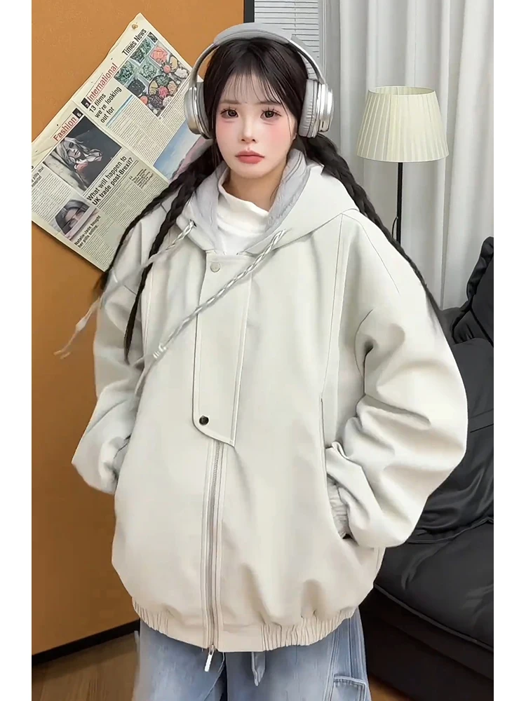 

Утепленная зимняя хлопковая куртка для мужчин в американском стиле с мехом и кожаными вставками, цельное теплое пальто из искусственной кожи для молодежи