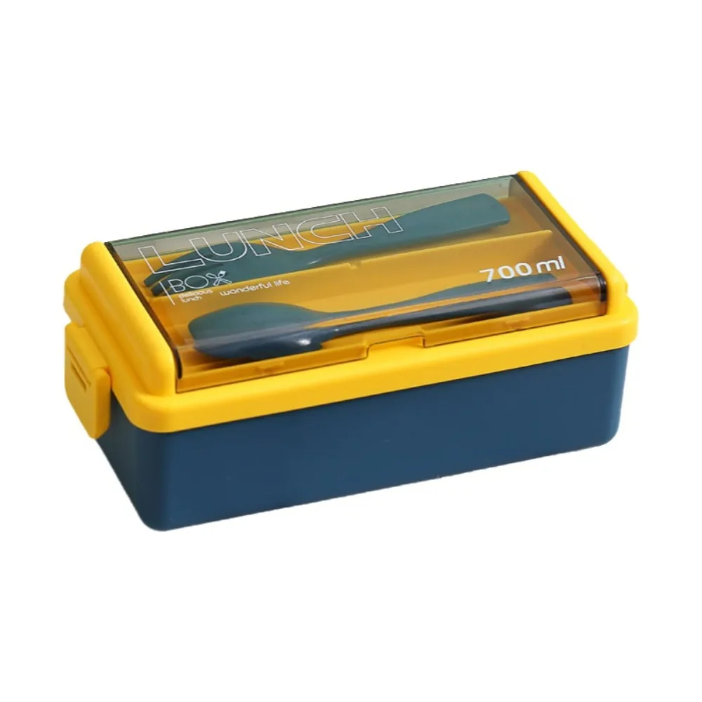 

Leakproof Design Portable Lunch Box 700/1400ml Capacity Single/Double Layer Travel Food Container with Fork Spoon Sealed