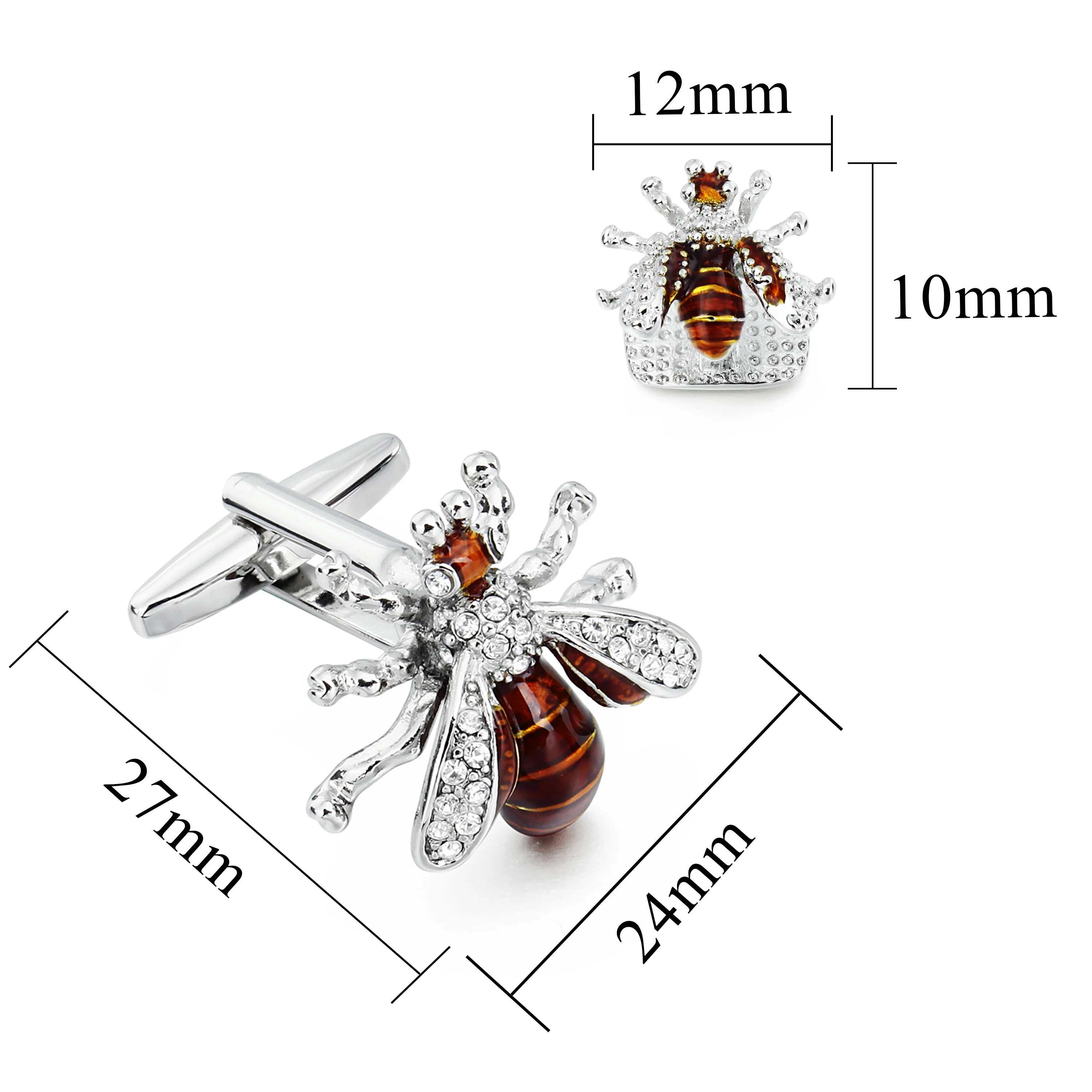 Luxury Enamel Bee Cufflinks and Studs Set for Men, Rhinestone Honey Bee Cuff Links, Formal Tuxedo Shirt Accessories Wedding Gift