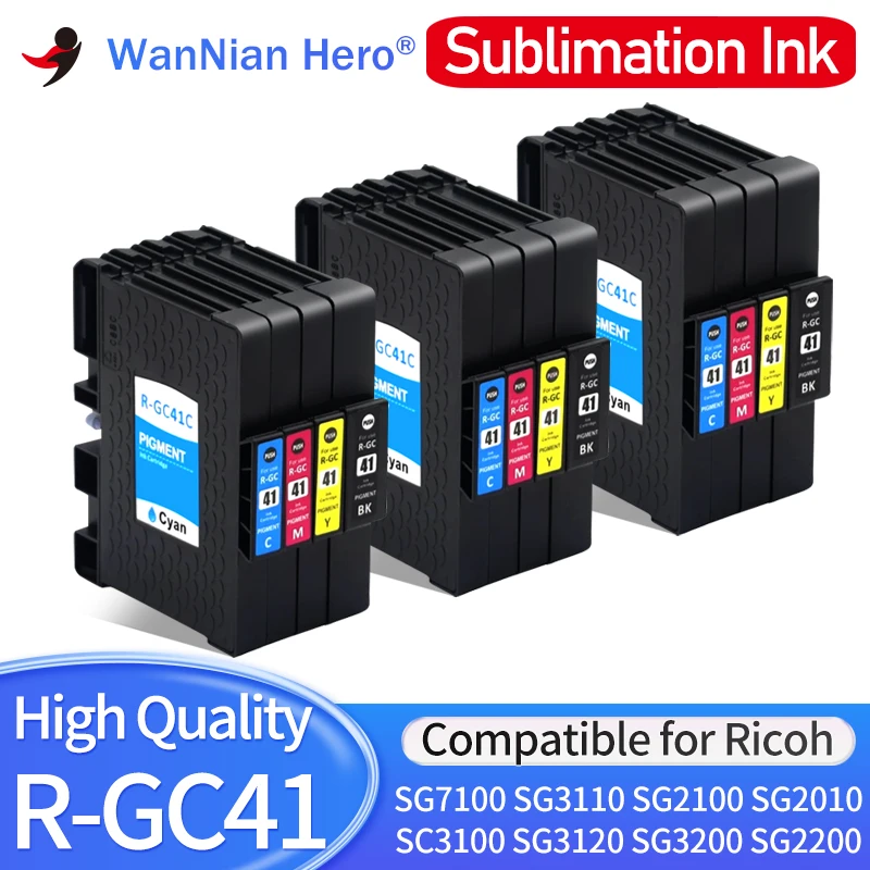 

1~3set GC41 R-GC41 sublimation ink cartridges Ricoh IPSiO SG7100 SG3110 SG3110dnw SG2100 SG2010L SC3100 SG3120sf SG3200 SG2200