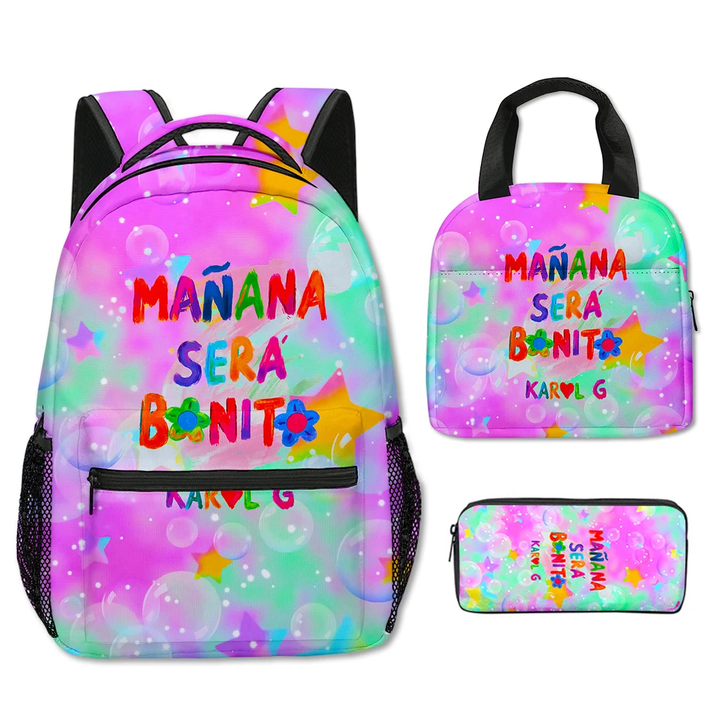 

Hip Hop Popular Funny Manana Sera BonitoI 3D Print 3pcs/Set School Bags Laptop Daypack Backpack portable Lunch bag Pencil Case