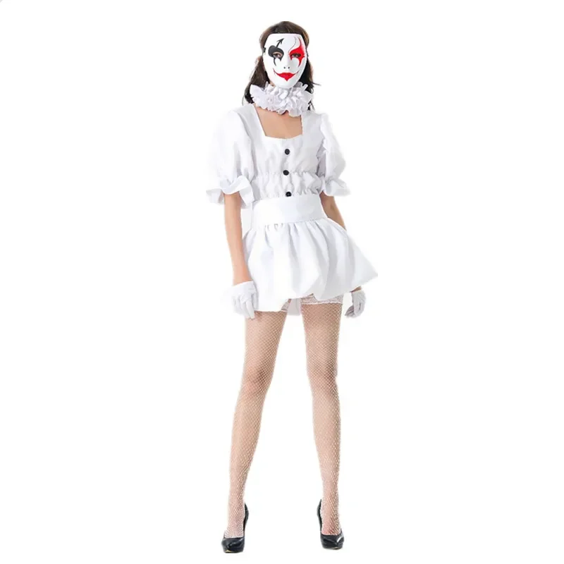 Halloween Ghost Doll Costume Exported To Japan Stage Masquerade Party Cosplay White Clown Costume