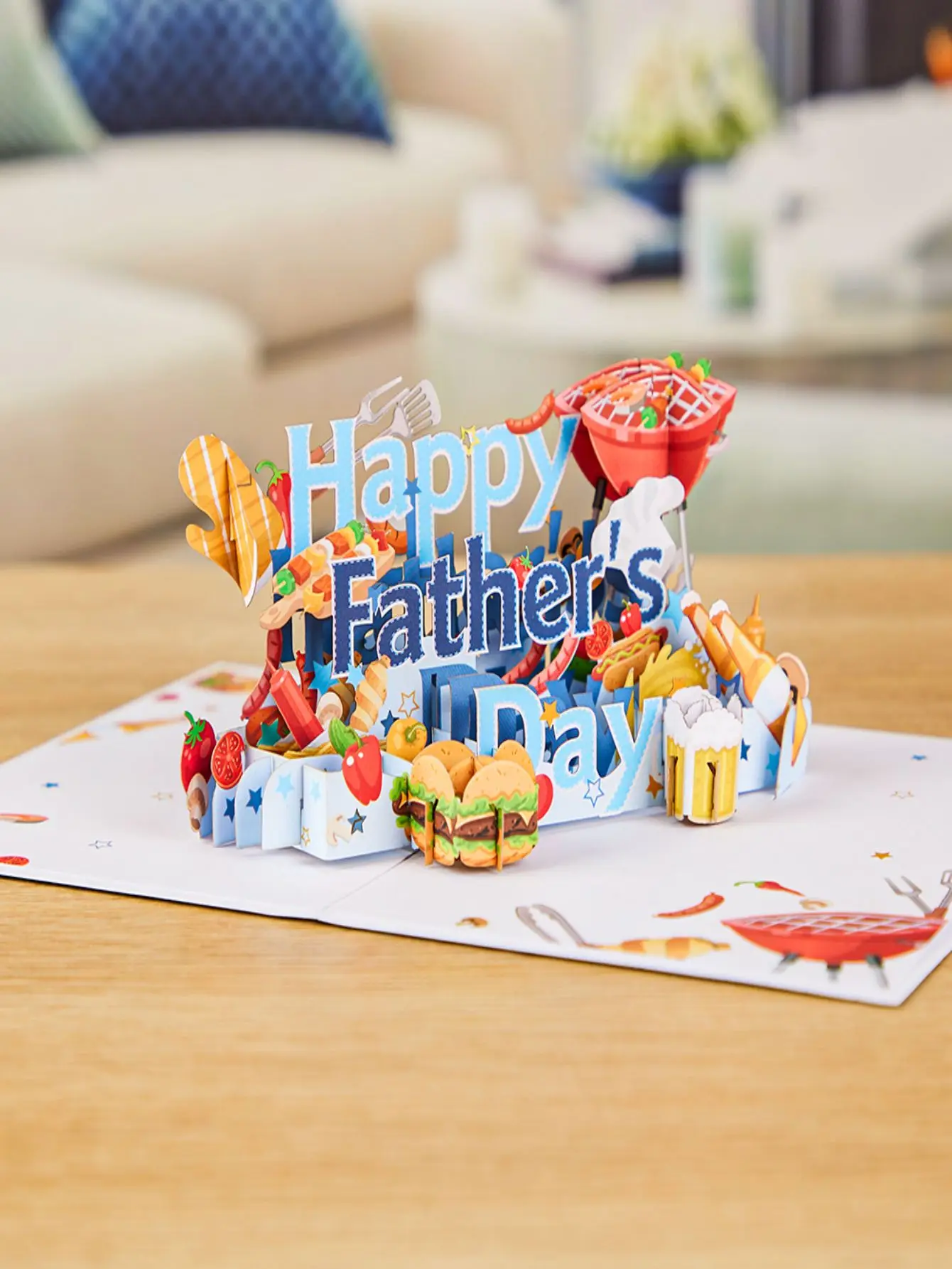 Tarjeta emergente con tema de cocina del Día del Padre feliz, tarjeta 3D para cumpleaños de papá, tarjeta de felicitación Tarjeta personalizada única hecha a mano.