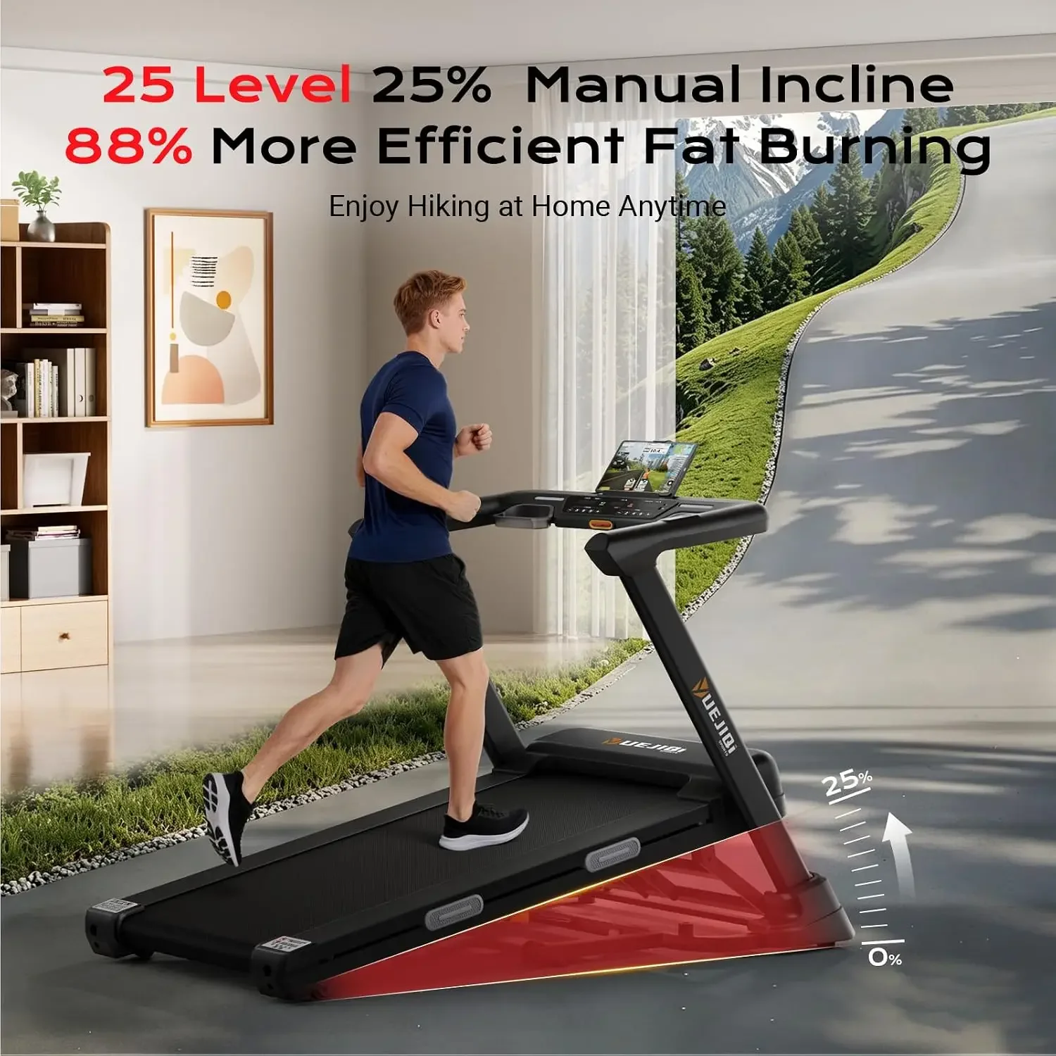 Treadmill with Incline for Home Office | 300LBS Capacity Folding Treadmill for Running Jogging Walking