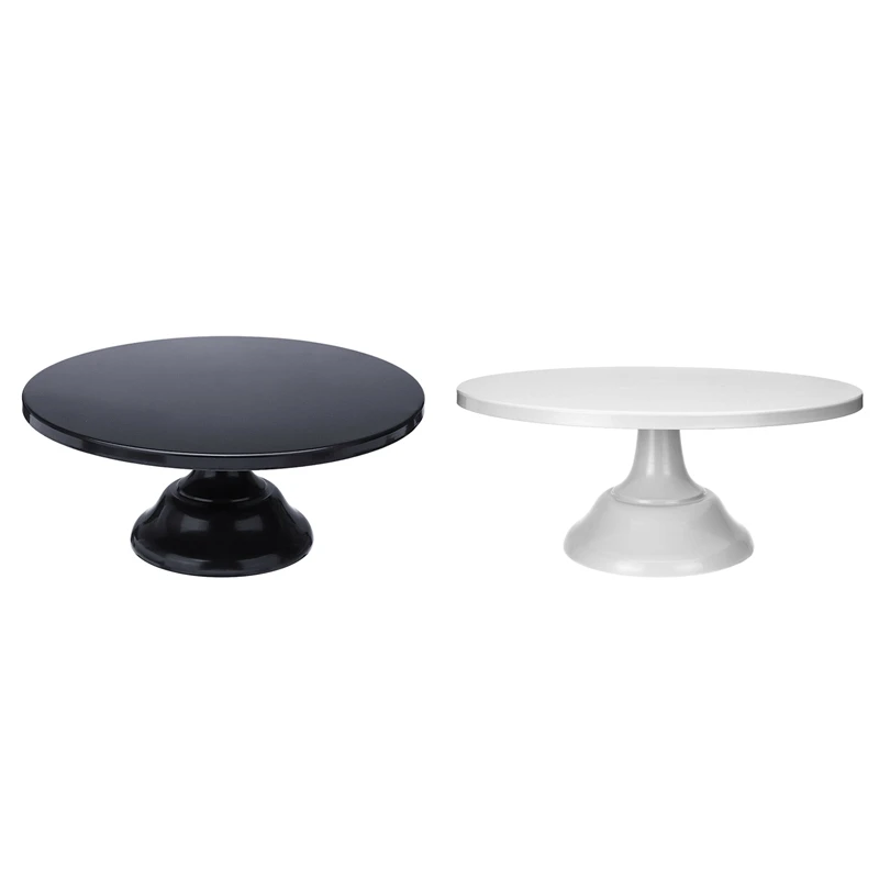 

2 Pcs 12 Inch Iron Round Cake Stand Cake Plate Pedestal Dessert Holder Wedding Birthday Party, Black & White