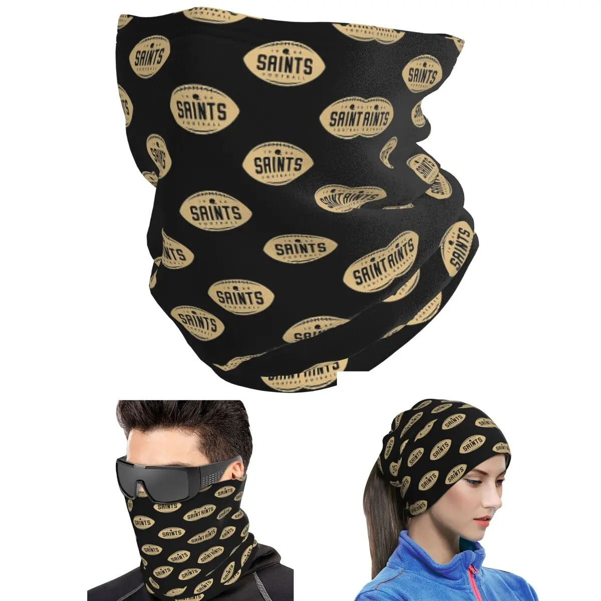 Football Shape New Orleans Saints Bandana Neck Cover Printed Mask Scarf Running Face Mask Unisex Adult All Season