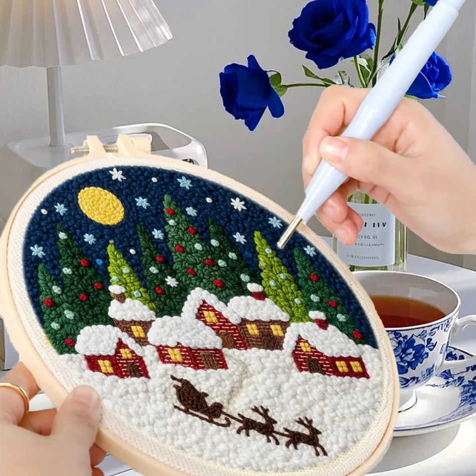 

GATYZTORY punch needle embroidery kit for beginners House Scenery crafts supplies adults cross stitch set Yarn gifts Home Decor