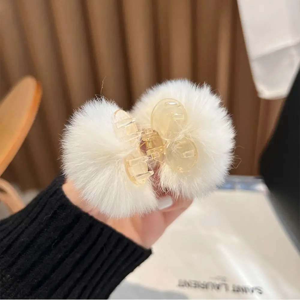 Print High Ponytail Fixed Clip Autumn And Winter Mini Plush Hair Claw Small Hairpin Child Headwear Korean Style Hair Clip