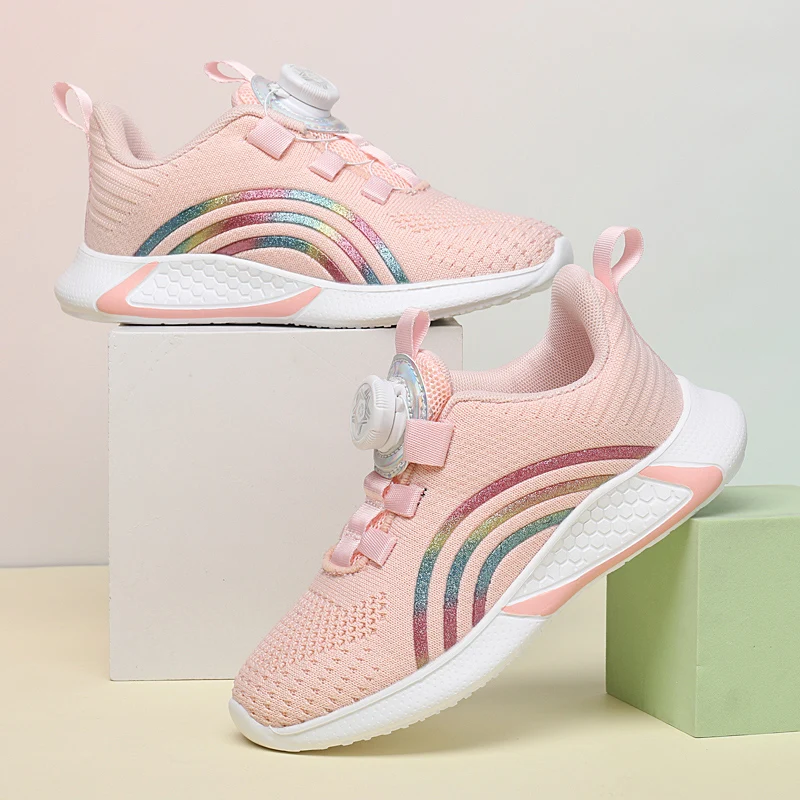 

New Knob Design Sneakers Kids Pink Comfy Breathable Sports Shoes For Girls Platform Running Shoes Boys Trainers chaussure enfant