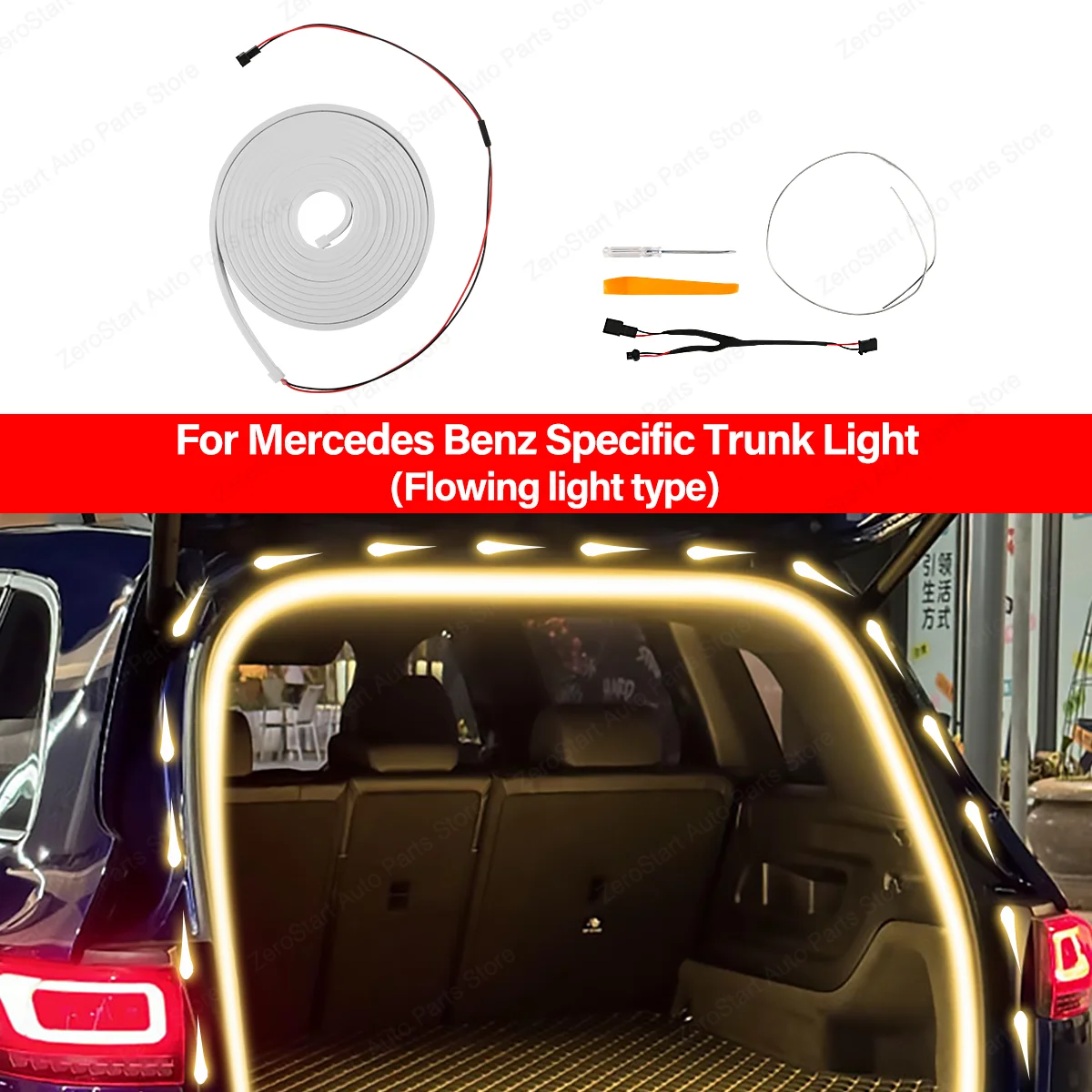 

4.05 Meters Car Trunk Flowing Light Strip For Mercedes-Benz Modified Ambient Lighting DIY Cutting Tail Box Brightening Lamp