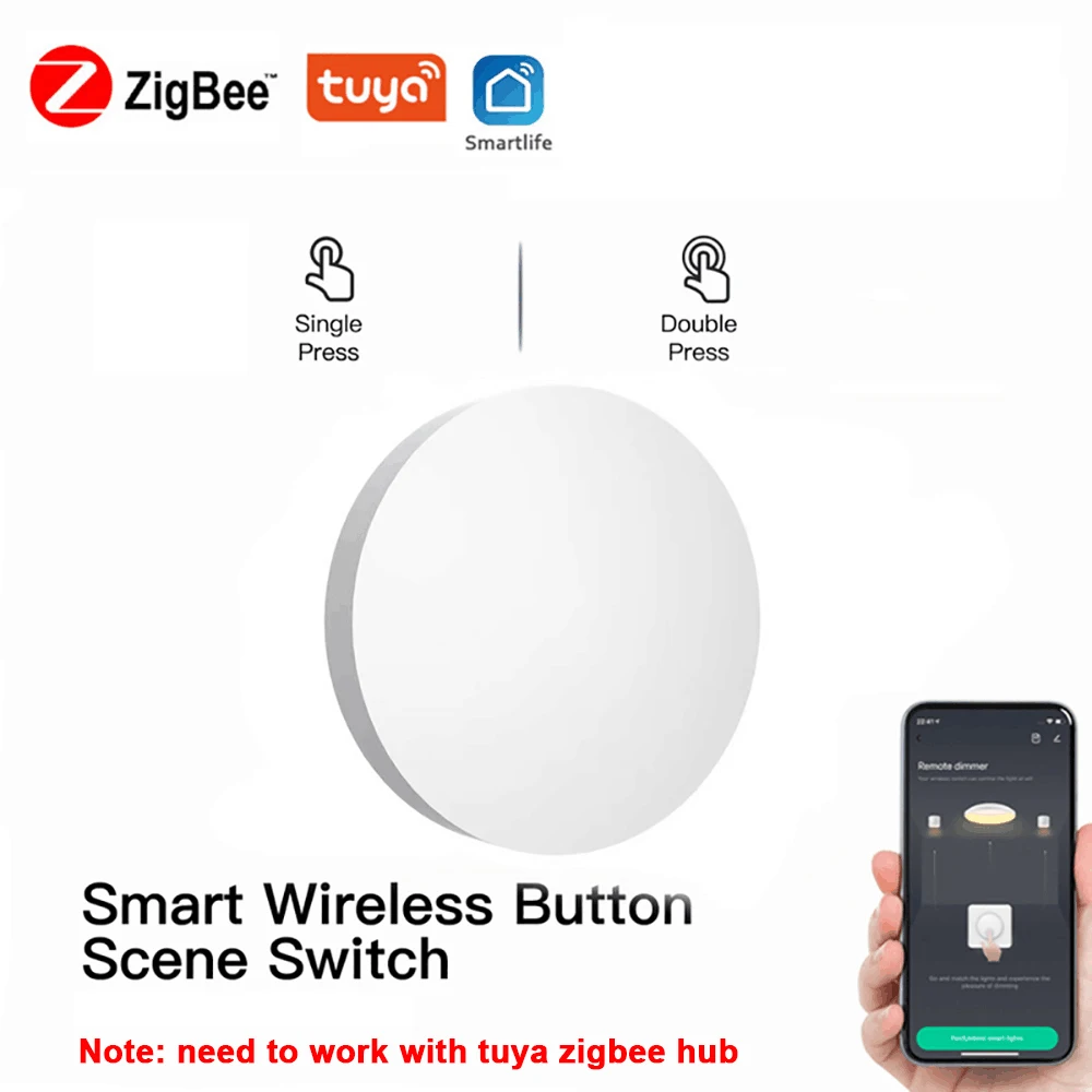 Tuya ZigBee Button Scene Switch Intelligent Linkage Smart Switch Battery Powered Automation Work With Smart Life Zigbee Devices