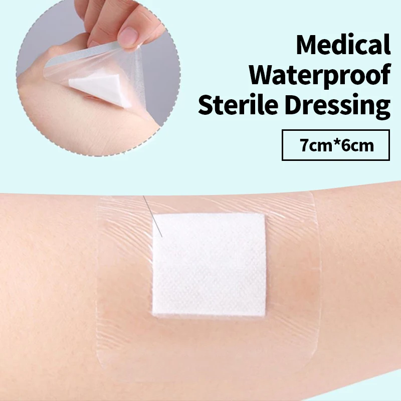 

30Pcs 7*6cm Waterproof Band-Aid Wound Dressing Medical Transparent Sterile Tape for Swimming Bath Wound Care Protect First Aid