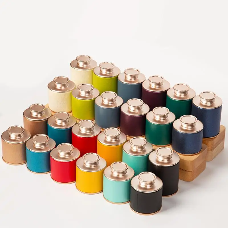 Mini Empty Tea Tin Can 1pc Solid Sealed Paper Storage Jar for Household Tea Kitchen Accessories