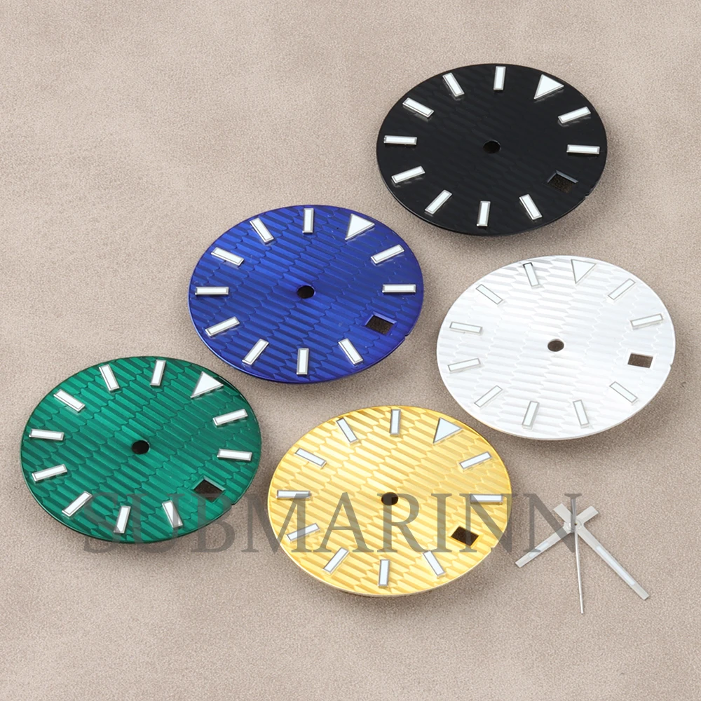 

28.5mm Dial Watch Accessories Repair Tools for Datejust Watch Face Green Luminous Needles Dial Fit Nh35/Nh36 Movement No Logo