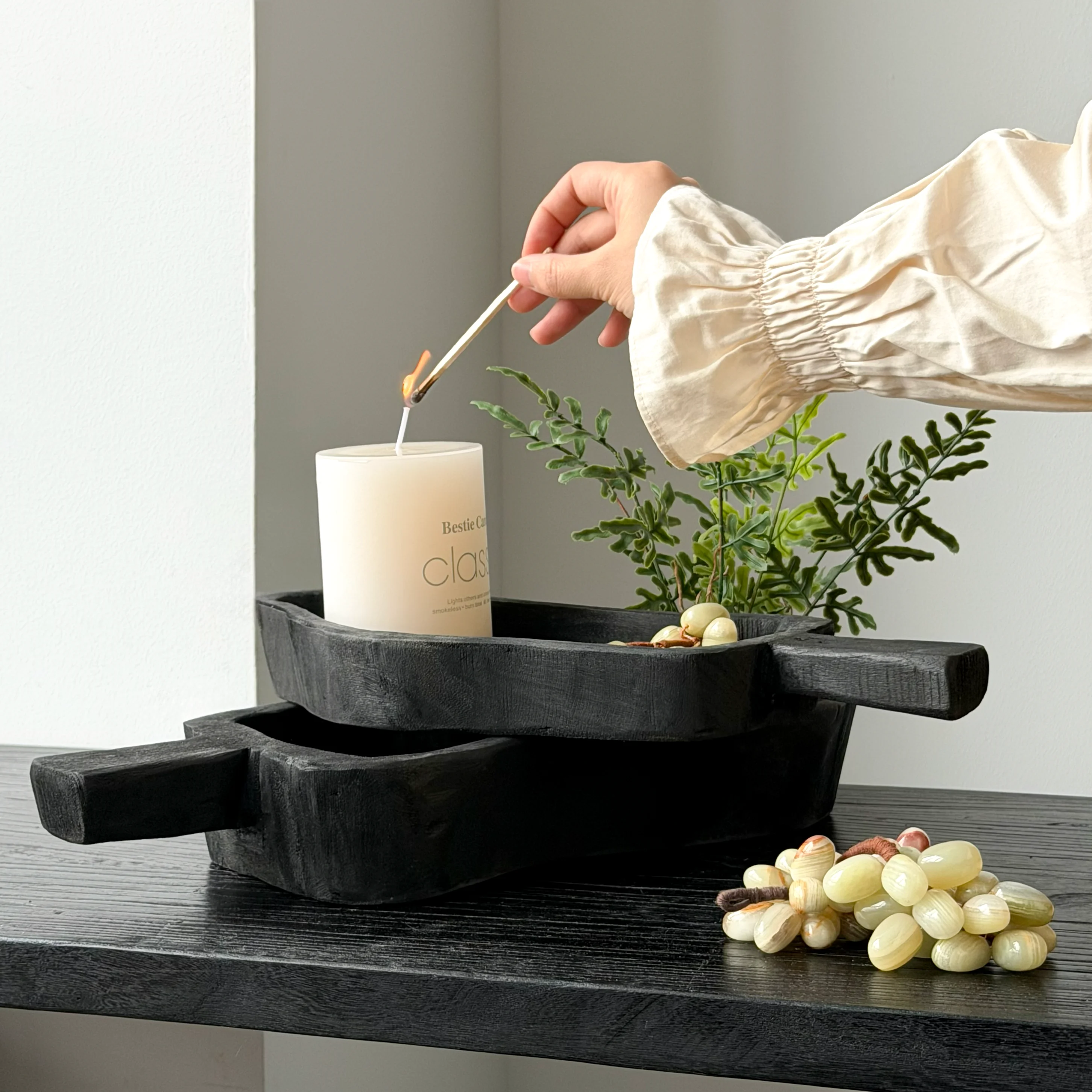 Jewelry Tray Scented Candle Tray Combination Set, Solid Wood Tray, Micro-landscape Ornament, Homestay High-end Soft Decoration
