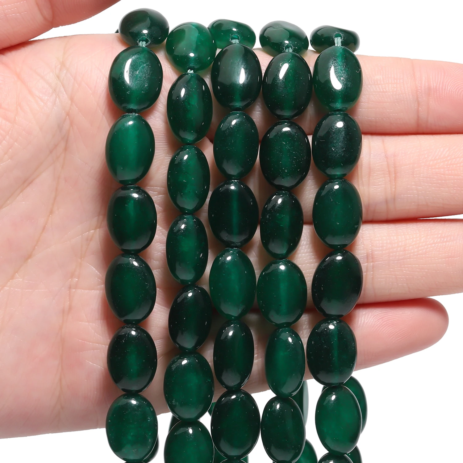13x10mm Green Red Color Natural Chalcedony Stone Beads Oval Shape Jade Beads for Jewelry Making Handmade DIY Necklace Accessory