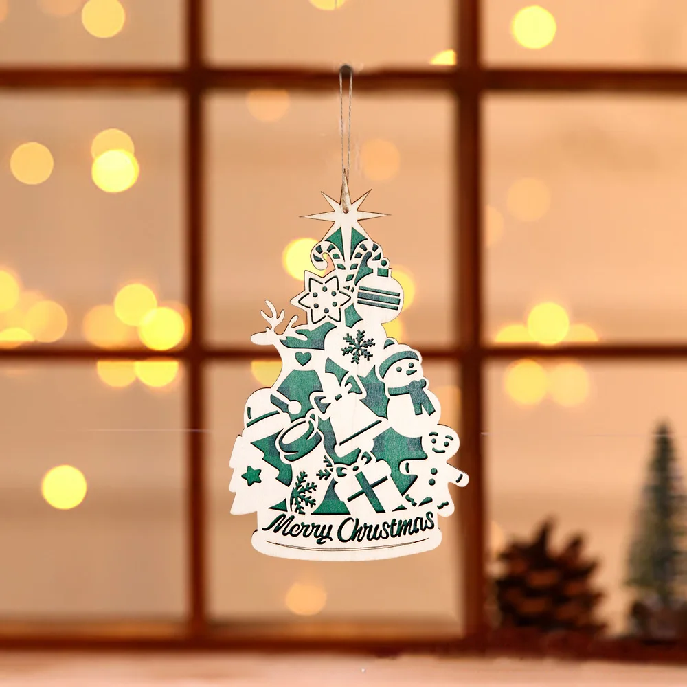 Cross-Border New Christmas Tree Wooden Pendants, Christmas Shopping Mall Hotel Window Decorations, Christmas Tree Hangings