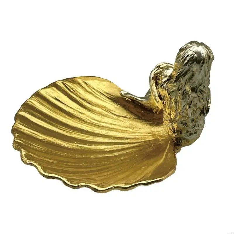 

Уникальный поднос из смолы в форме золотой ракушки для сувениров, декоративный контейнер для ювелирных изделий, изысканный для