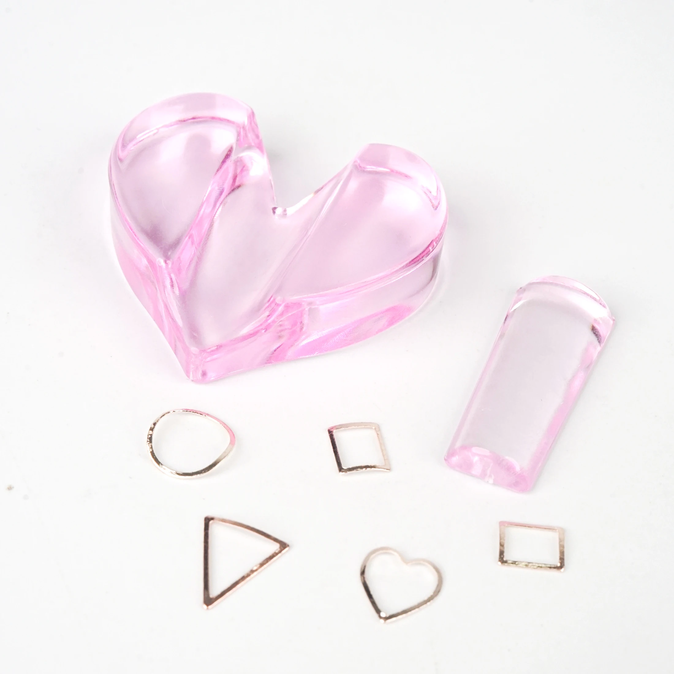 1 Pack Nail Embossing and Scrub Mold Heart/Star/Round/Square Nail Art Metal Rivet Bend for Making Models DIY Manicure Tools