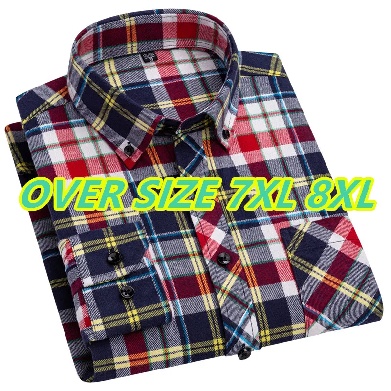 

Spring Autumn Men's Shirt 100% Cotton Soft Comfortable Business Office Casual Youth Campus Travel Extra Large Sizes 6XL 7XL 8XL