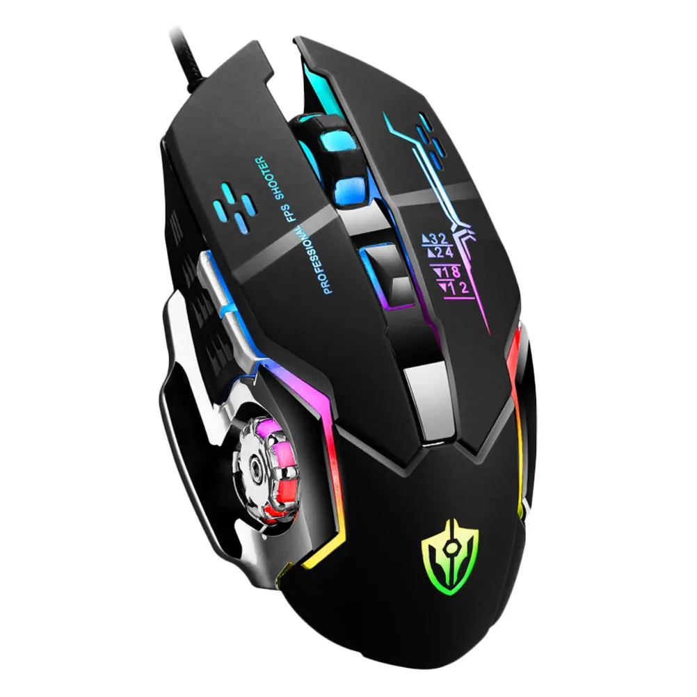

Gaming Mouse Wired Metal Mechanical Black Office Luminous DPI Button Programmable Thumb Control Gaming Accessories Computer