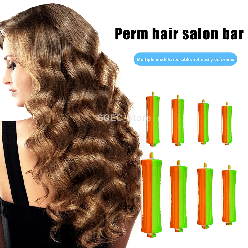 10Pcs Perm Curling Rods 8 Sizes Of Curling Irons Plastic Cold Wave Rods With Elastic Band For Women Long Short Hair DIY