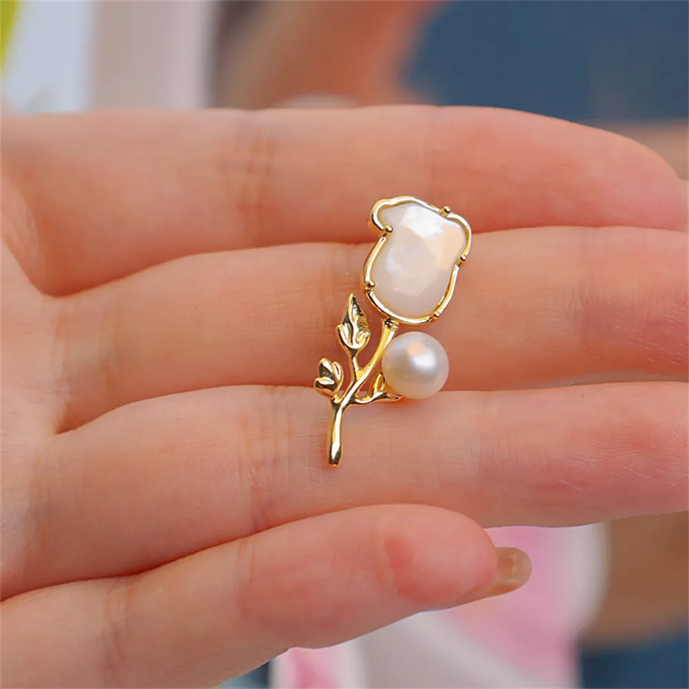 

Domestic 14k Gold Plated Roses, Shells, Freshwater Pearls Pendants DIY Accessories, Empty Girls