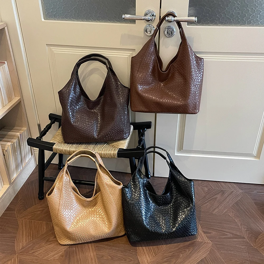 Hobo-Schultertasche, gewebte Textur, großes Fassungsvermögen, mit Magnetverschluss, elegant für den täglichen Arbeitsweg und zum Einkaufen in der Stadt – Detail 6