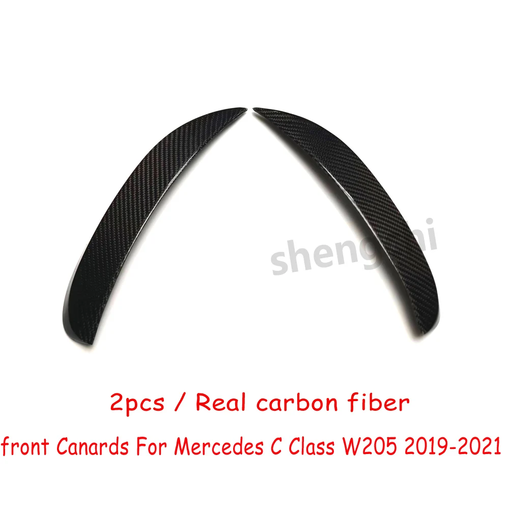 Real Carbor Fiber Front Bumper Spoiler Air Vent Trim Cover for Mercedes Benz C Class W205 2019-2021 Front Bumper Canard Splitter