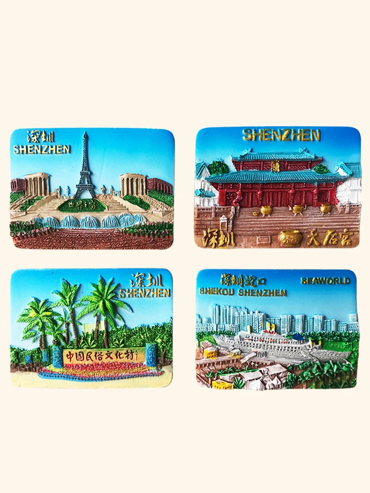 Home tourism scenic spot souvenirs, Shenzhen architecture refrigerator stickers, China