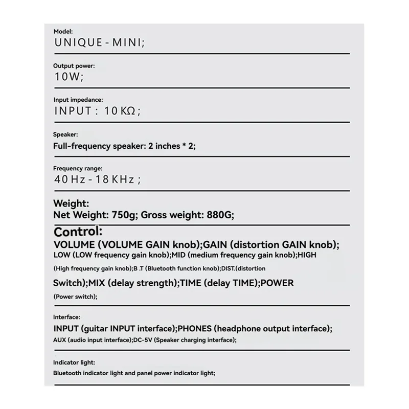 3CGRO-10W Rechargeable Mini Electric Guitar Portable Guitar Amp Bluetooth Distortion Delay Effects10w