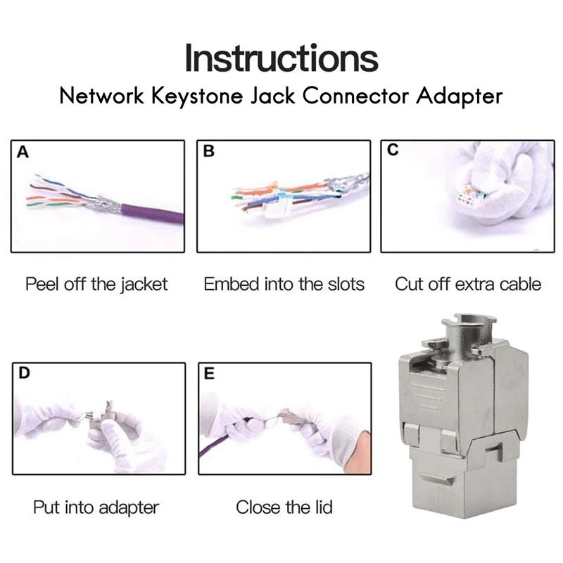 12 Pcs RJ45 Keystone Cat7 Cat6a Shielded FTP Zinc Alloy Module Network Keystone Jack Connector Adapter 10GB Network